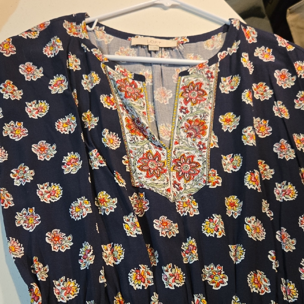 LOFT Dark Blue Floral Dress